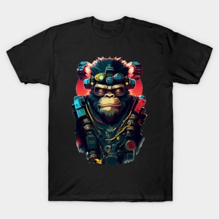 Anime Cyber Ape (Sci-Fi Ape Vintage Retro Future Design Cyberpunk Space Ape) T-Shirt